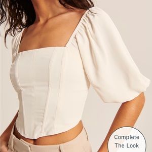 Abercrombie Corset Puff-sleeve Top, size M